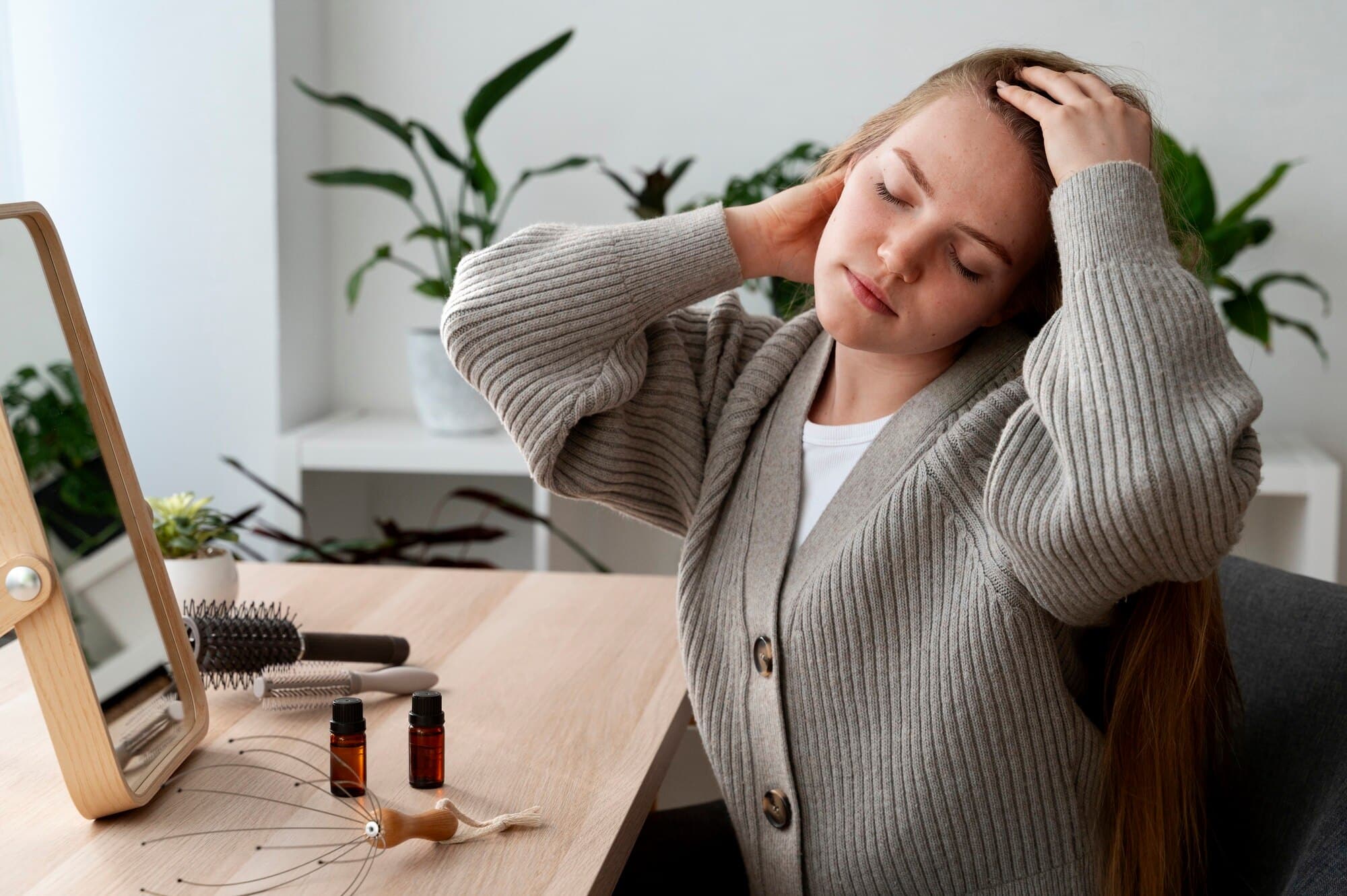 woman stretching neck image