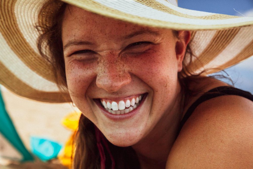 girl smiling on beach image